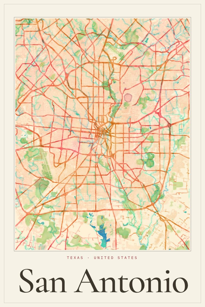 San Antonio map poster