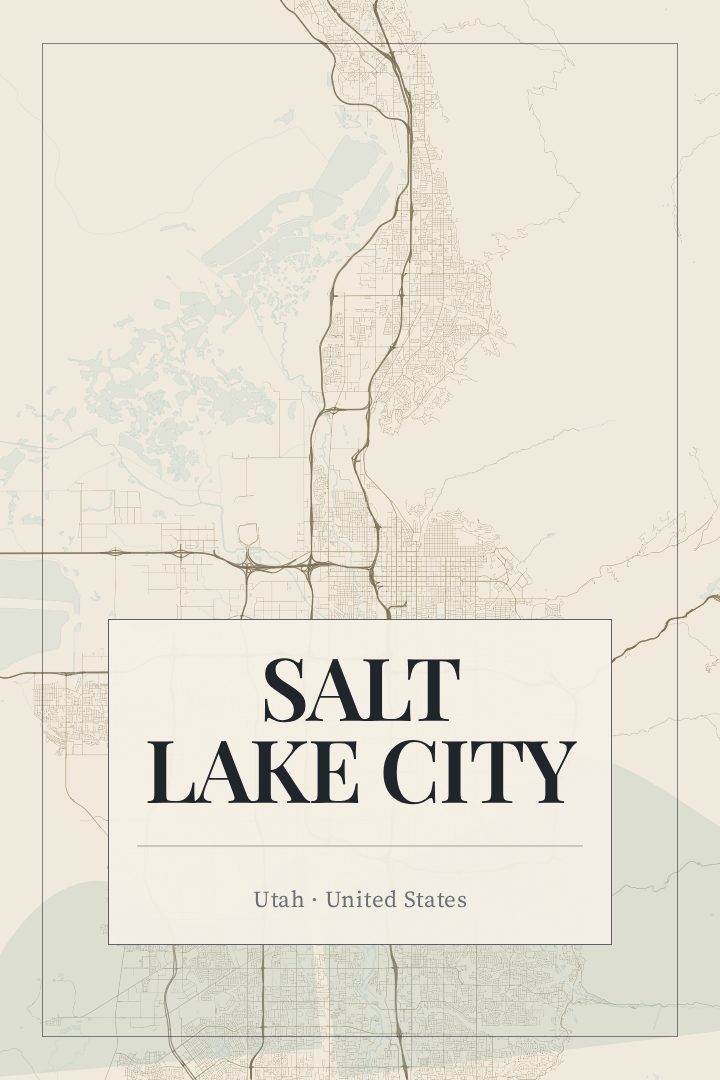 Salt Lake City map poster, Cartouche style