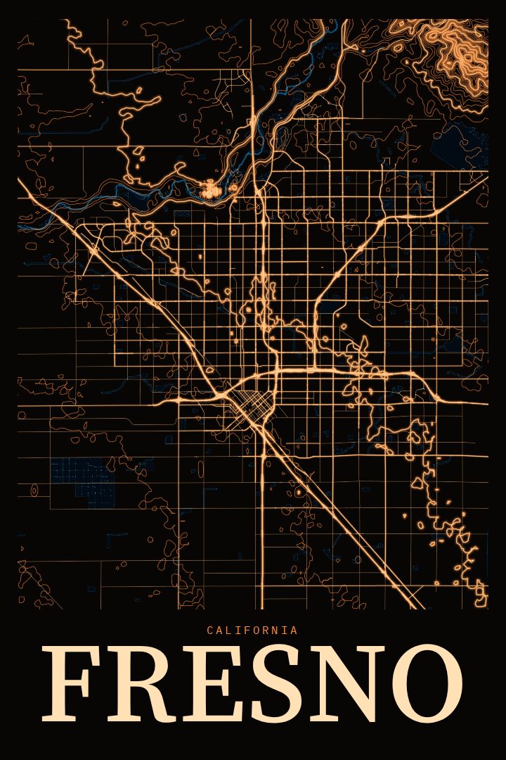 Fresno map poster