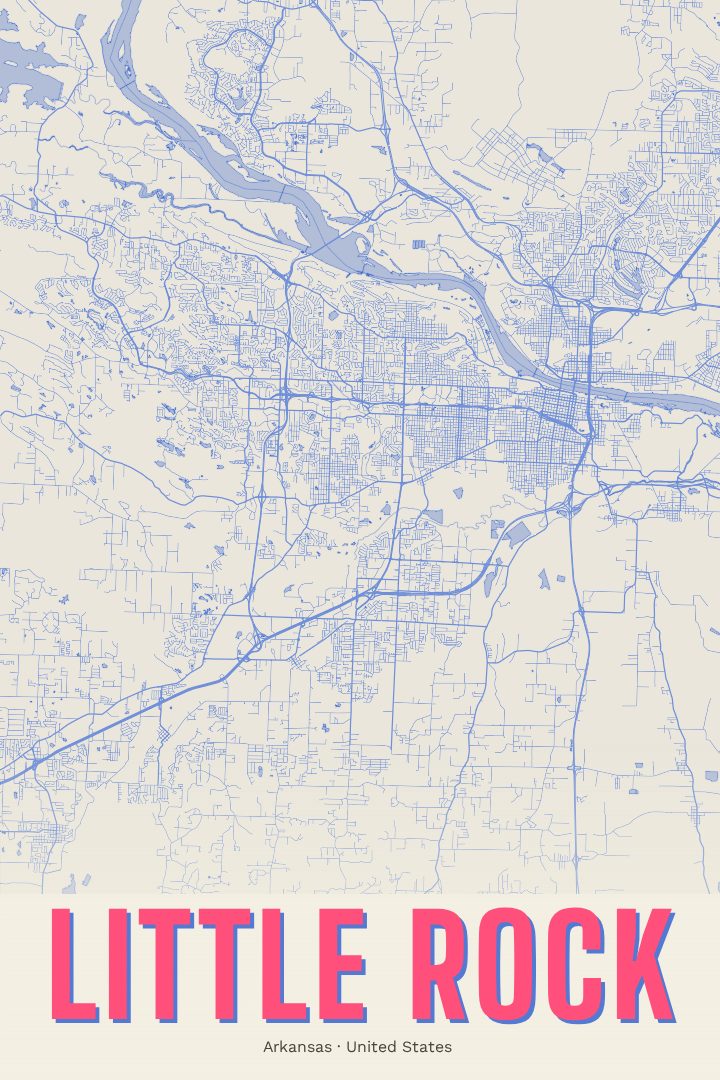 Little Rock map poster, Overprint style