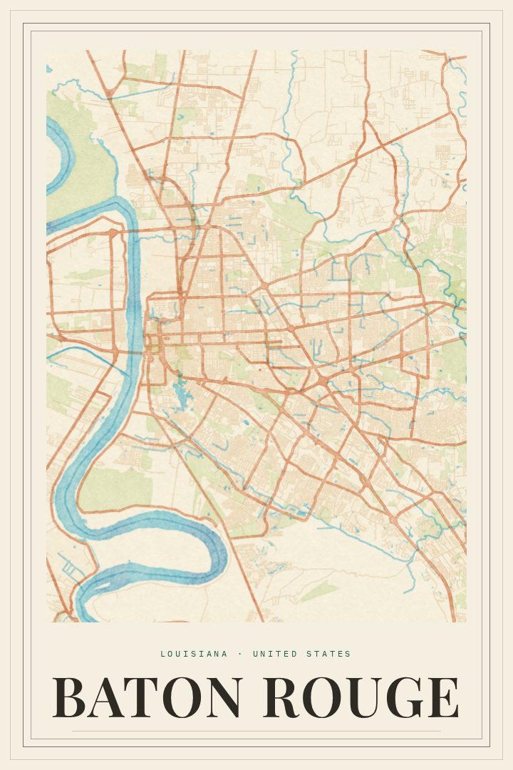 Baton Rouge map poster
