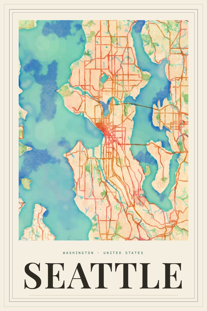 Seattle map poster