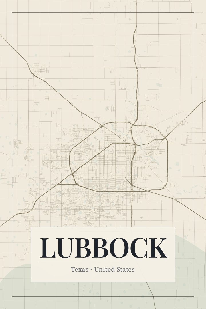 Lubbock map poster