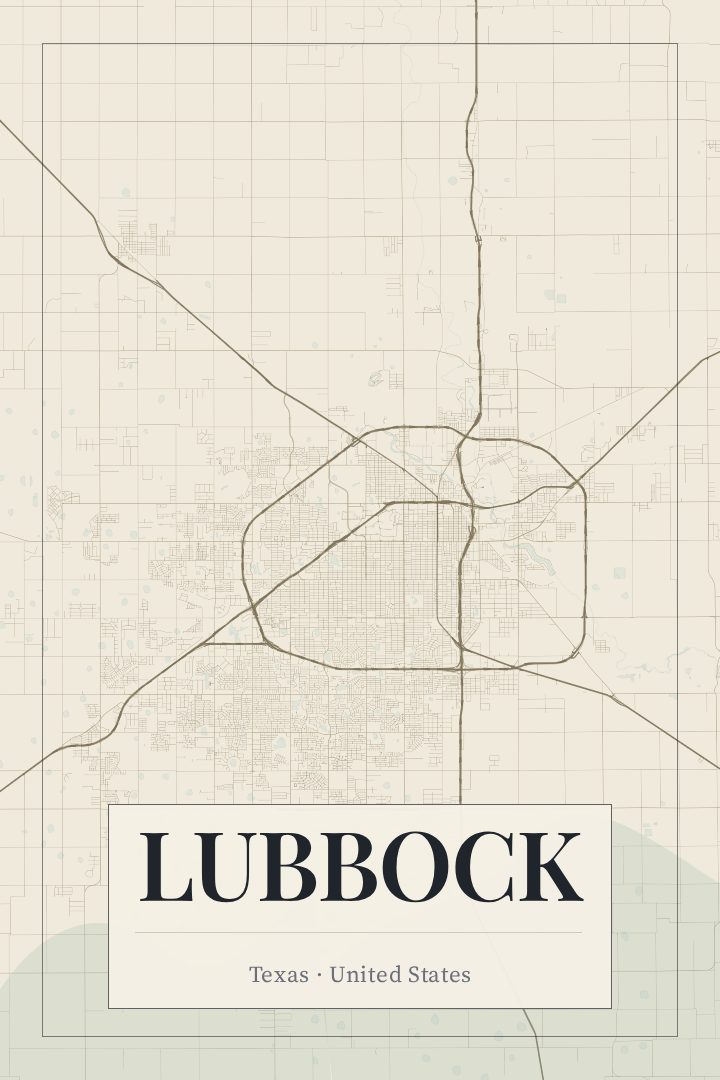 Lubbock map poster