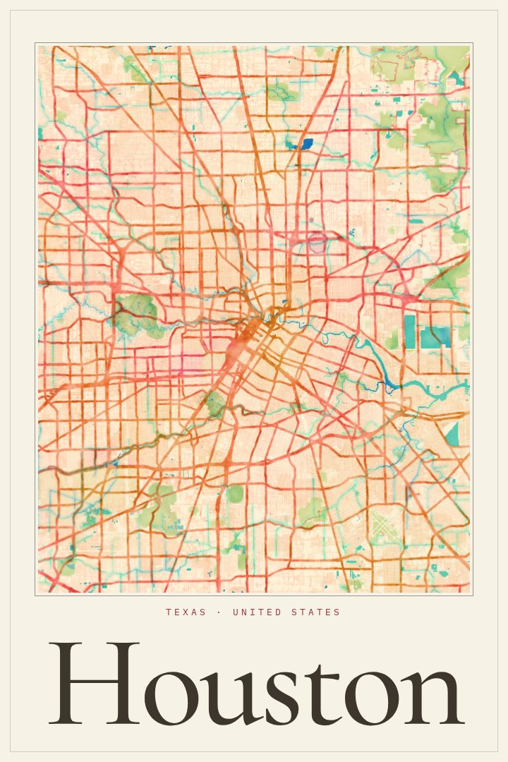 Houston map poster