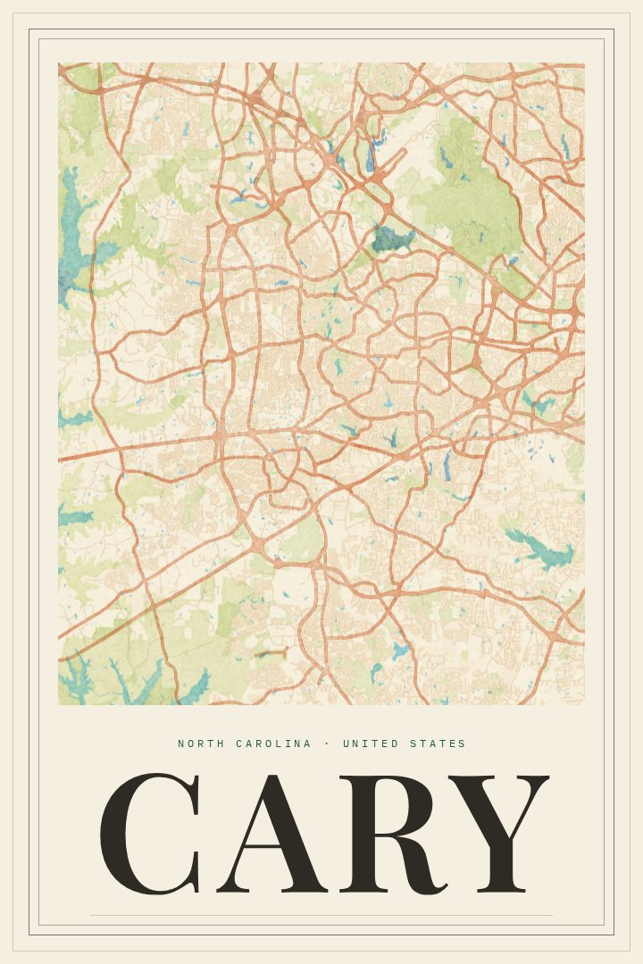 Cary map poster, Painted Survey style
