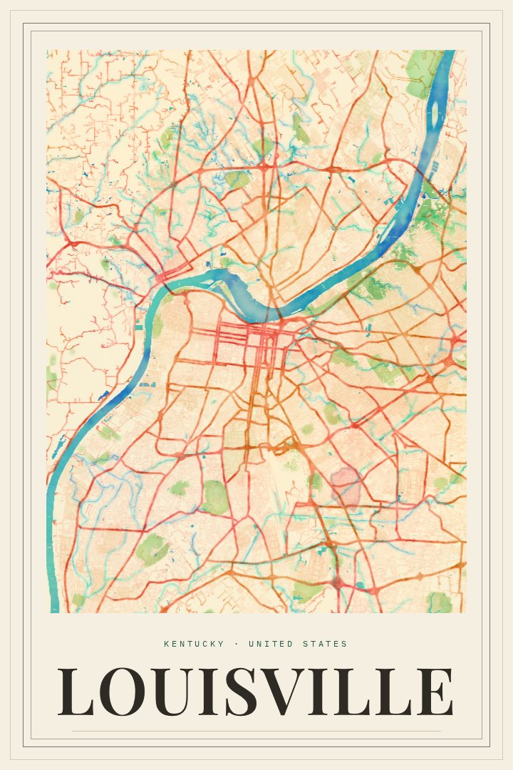 Louisville map poster
