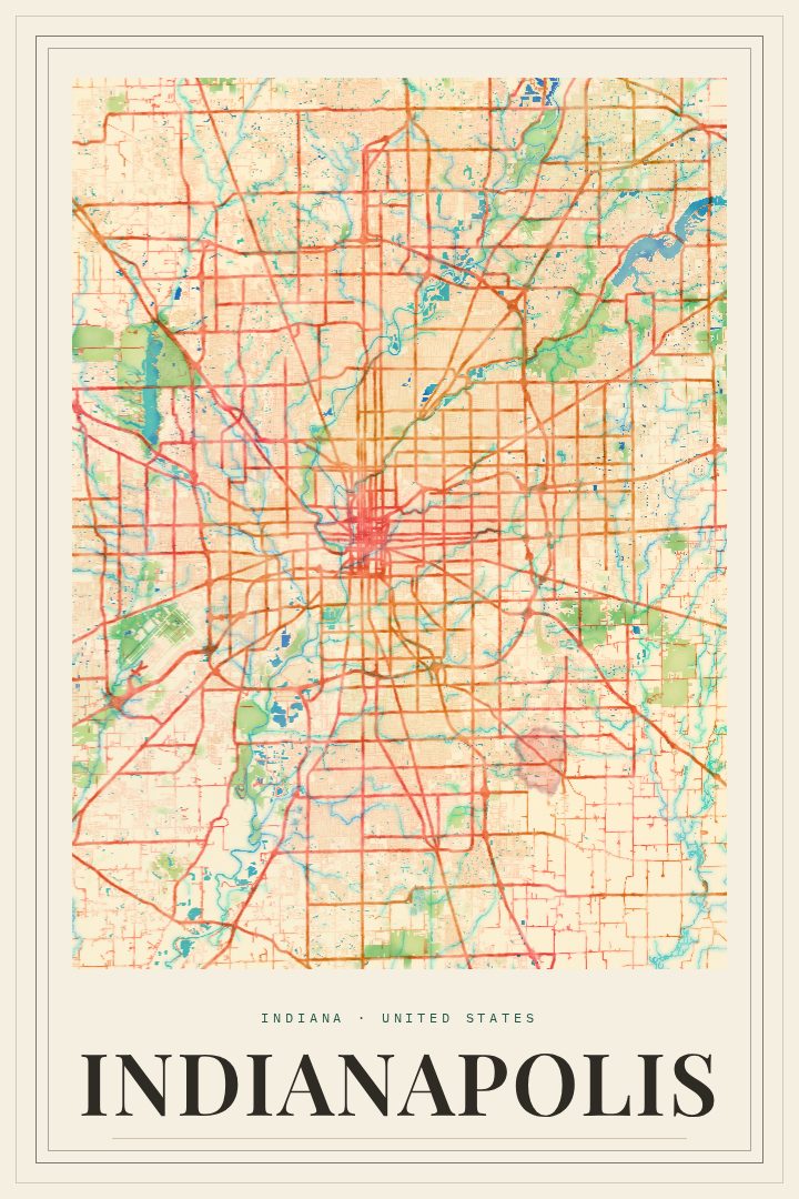 Indianapolis map poster