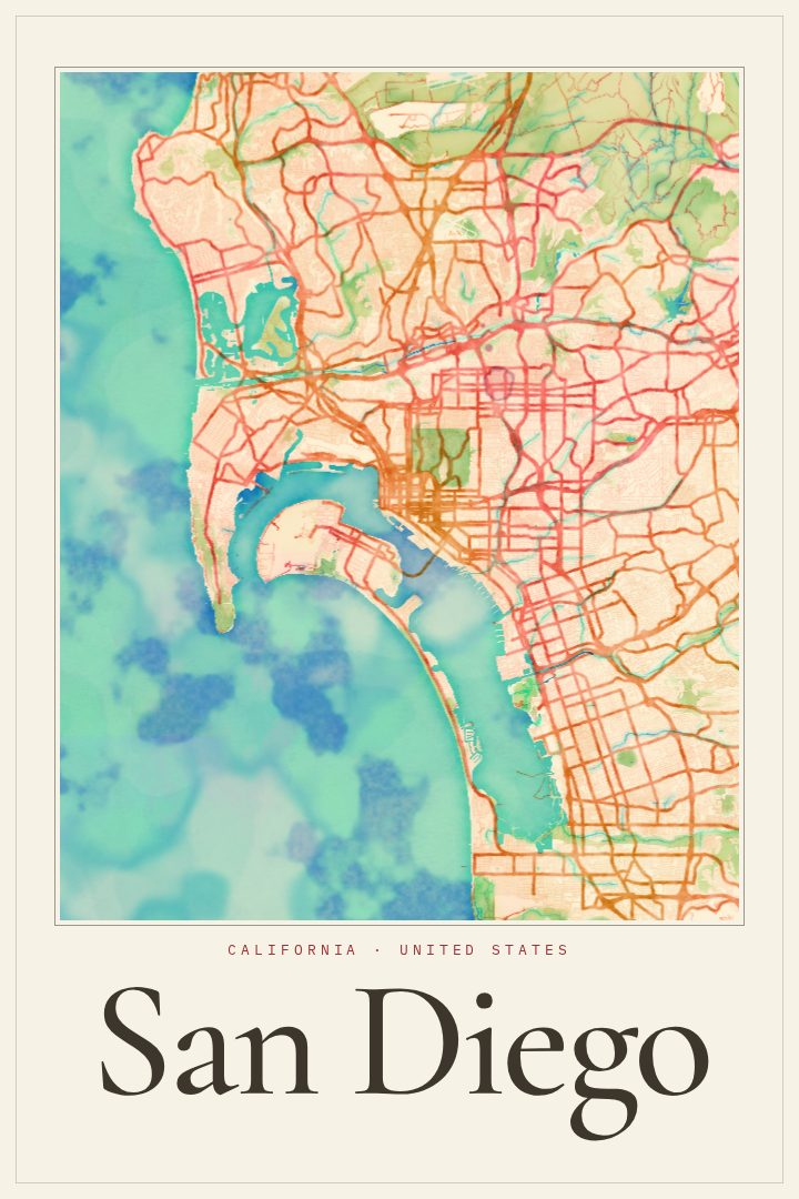 San Diego map poster