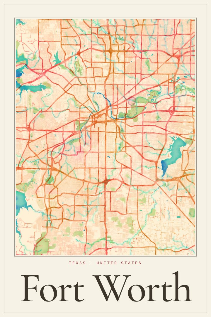 Fort Worth map poster