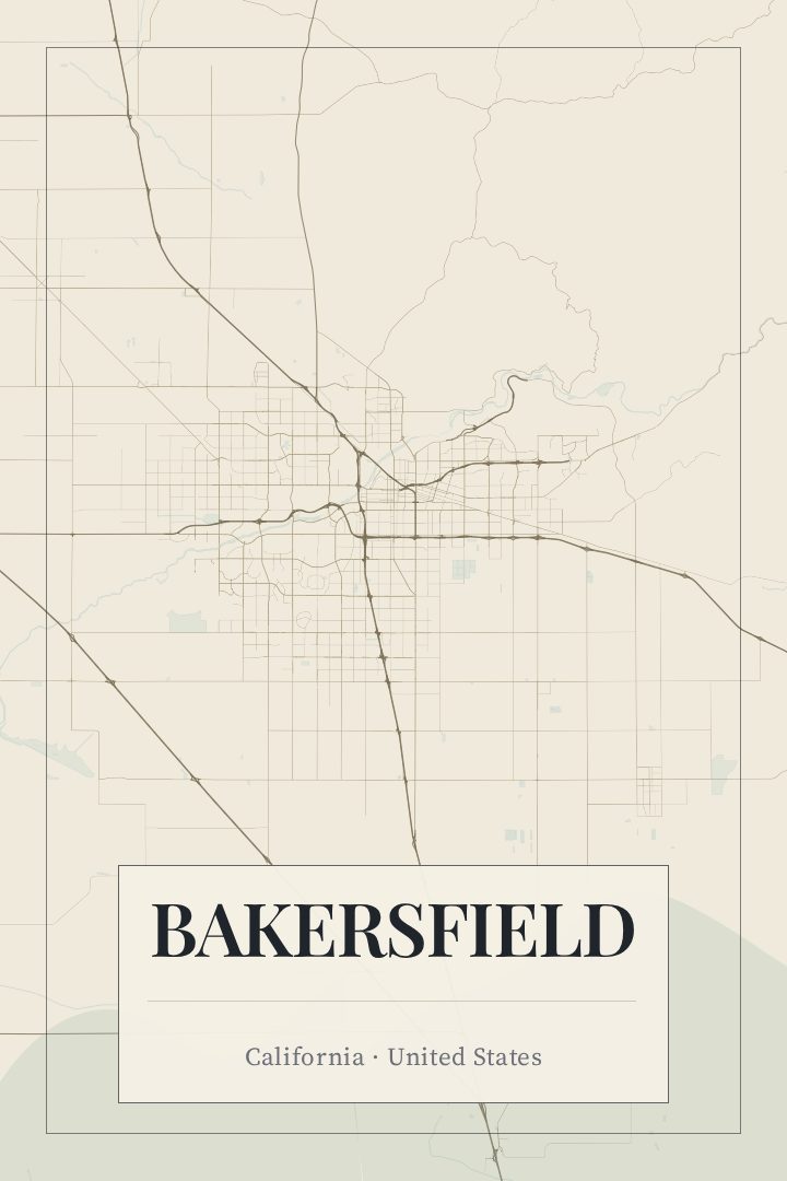 Bakersfield map poster