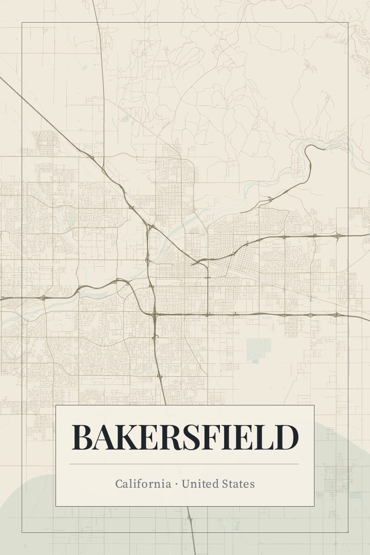 Bakersfield map poster