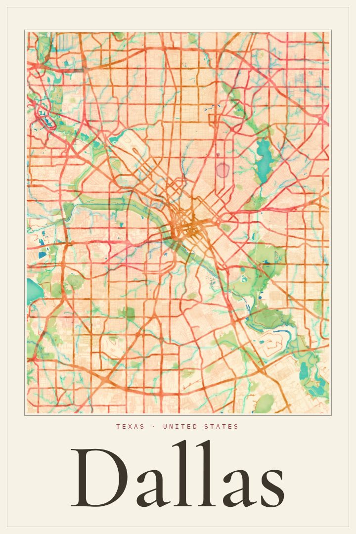 Dallas map poster