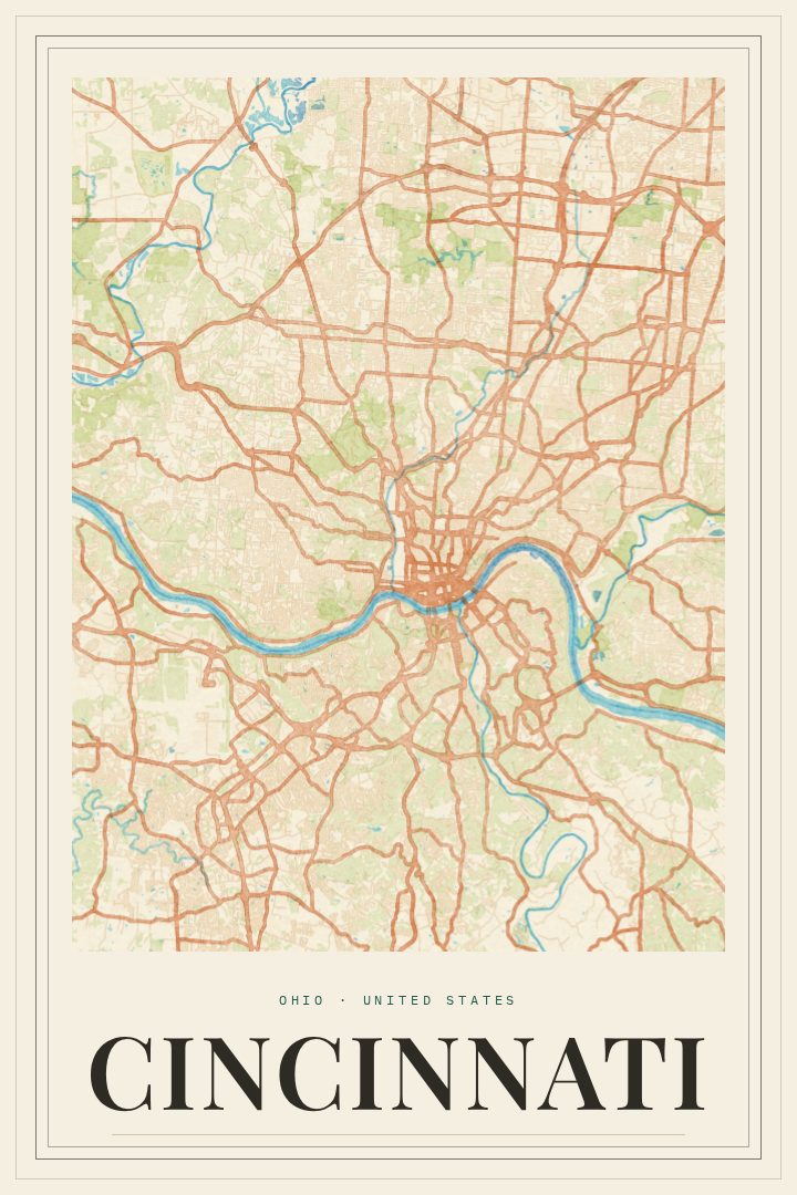 Cincinnati map poster