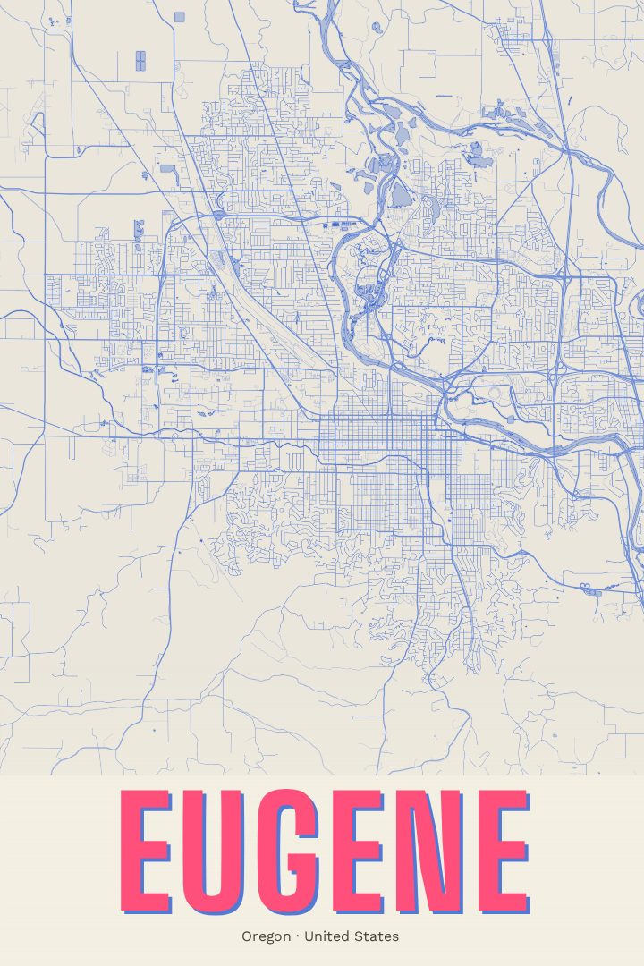 Eugene map poster, Overprint style