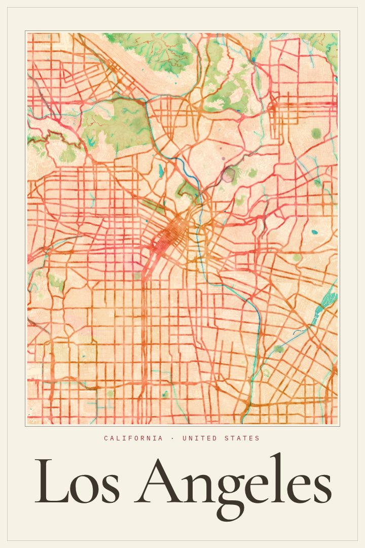 Los Angeles map poster