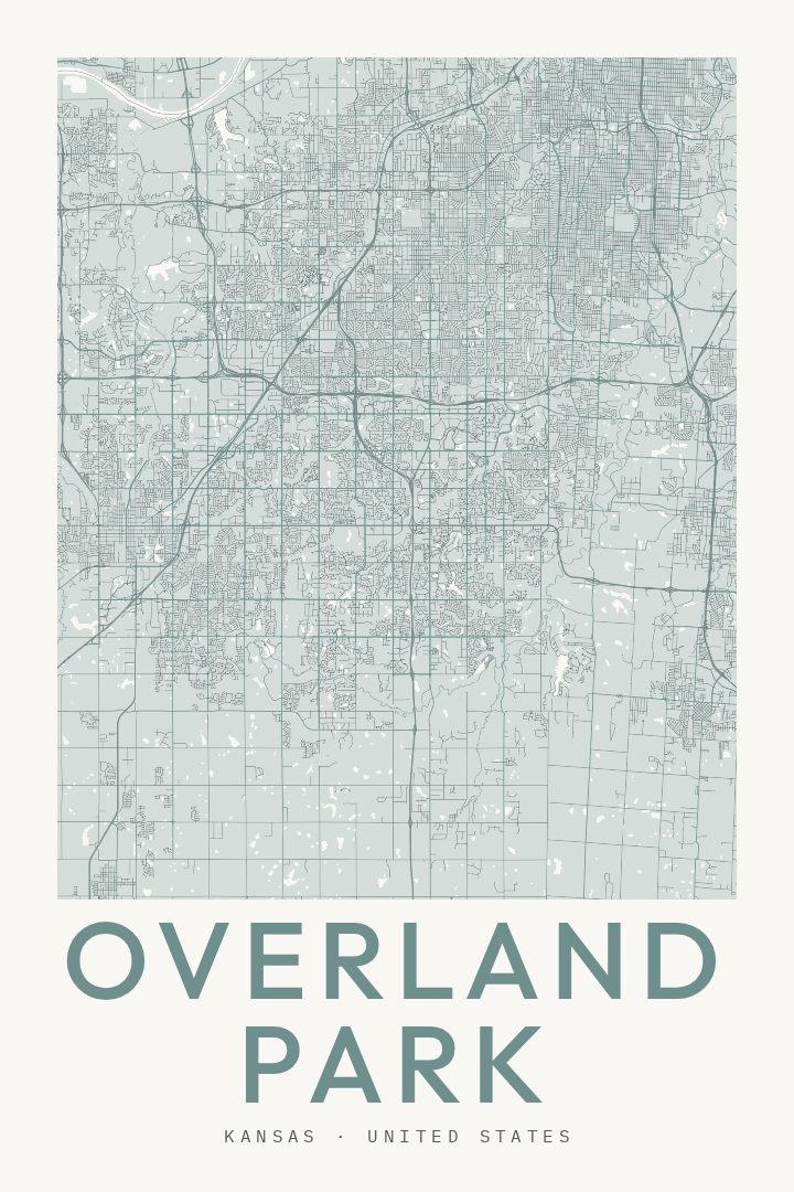 Overland Park city map poster for Kansas
