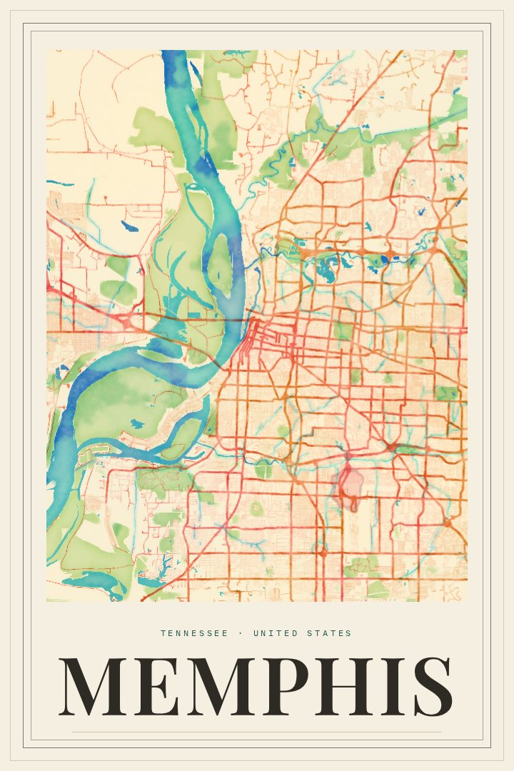 Memphis map poster