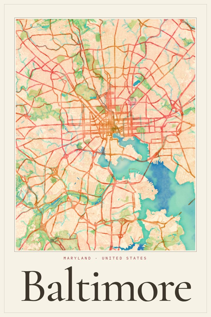 Baltimore map poster