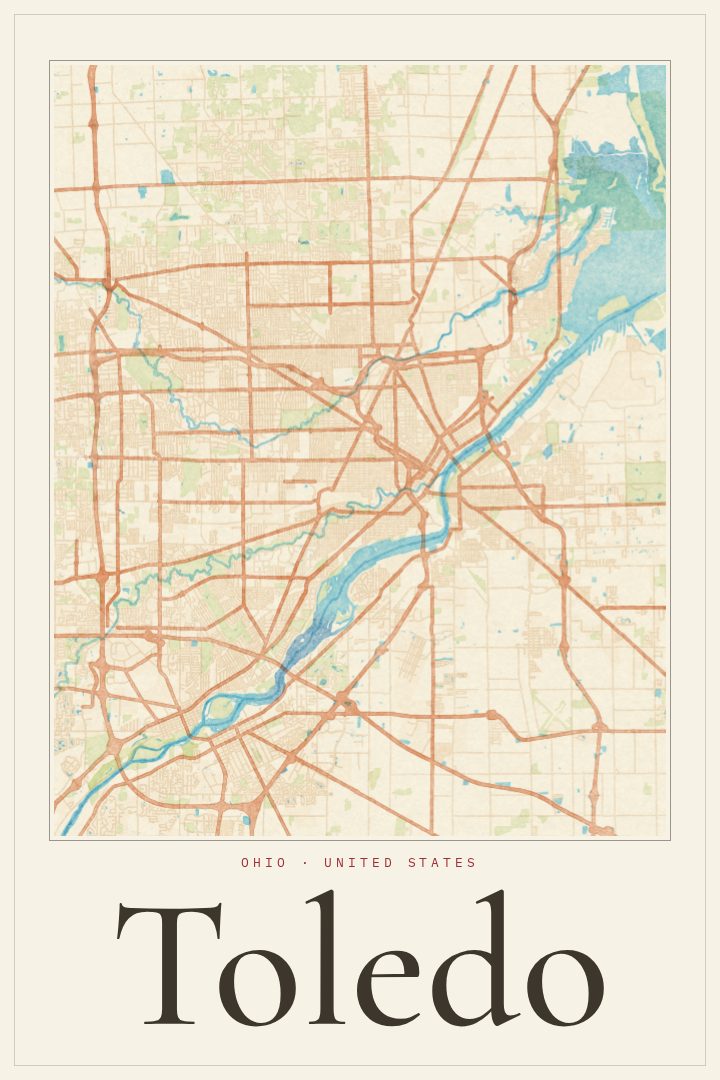 Toledo map poster