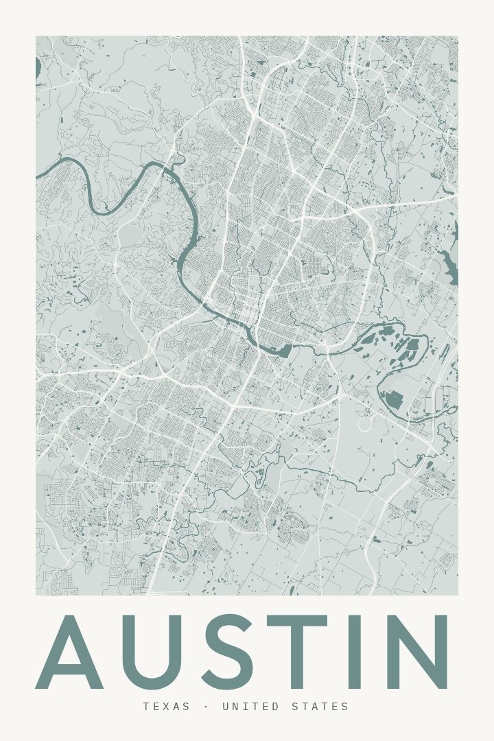 Austin map poster