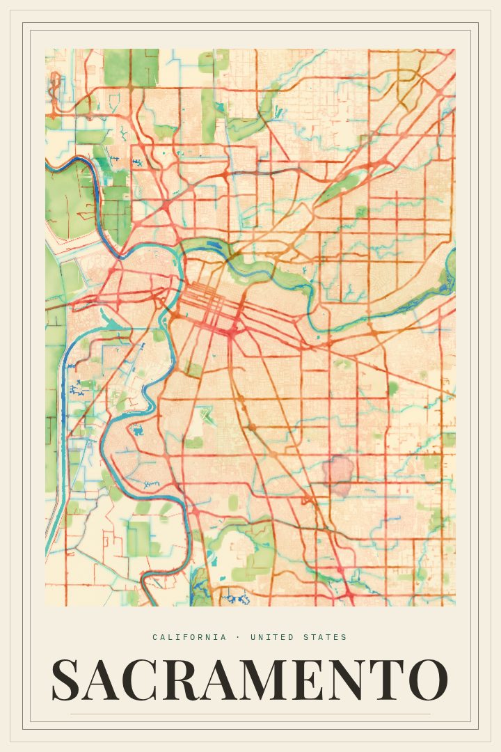 Sacramento map poster