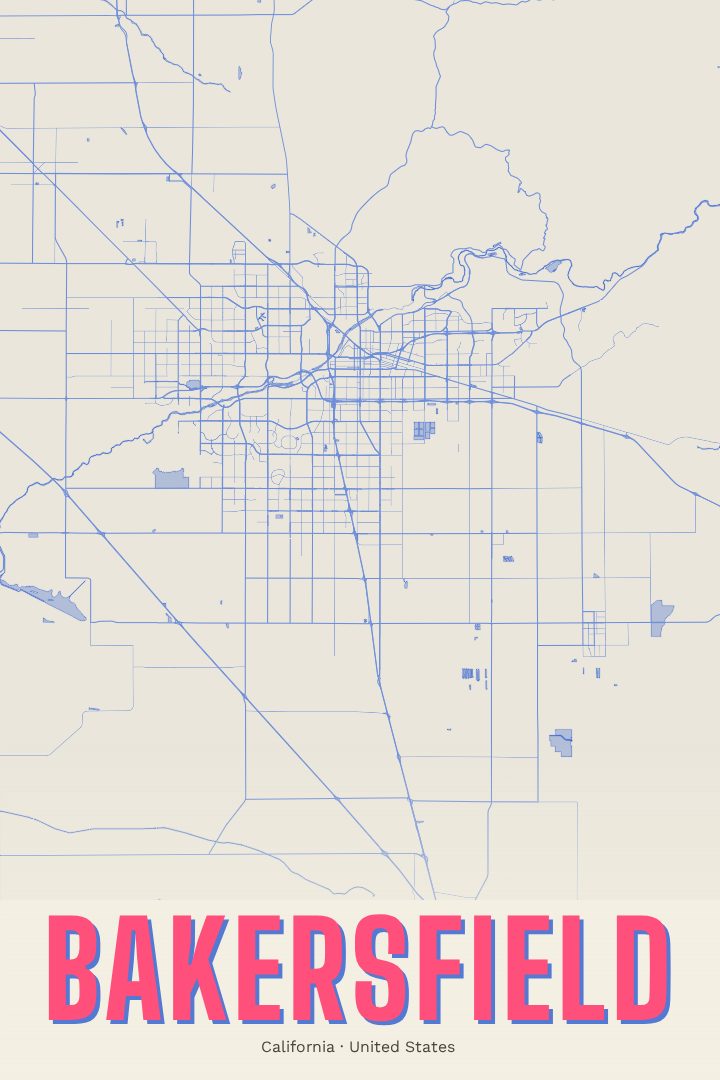 Bakersfield map poster