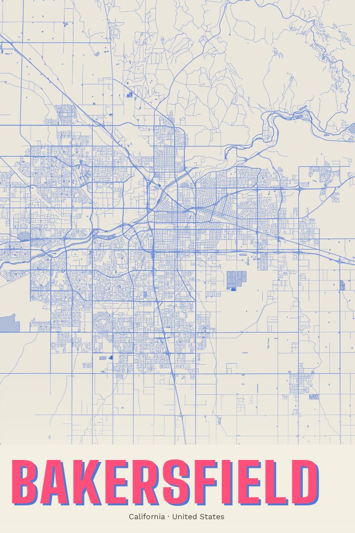 Bakersfield map poster