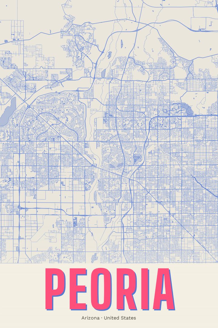 Peoria map poster, Overprint style