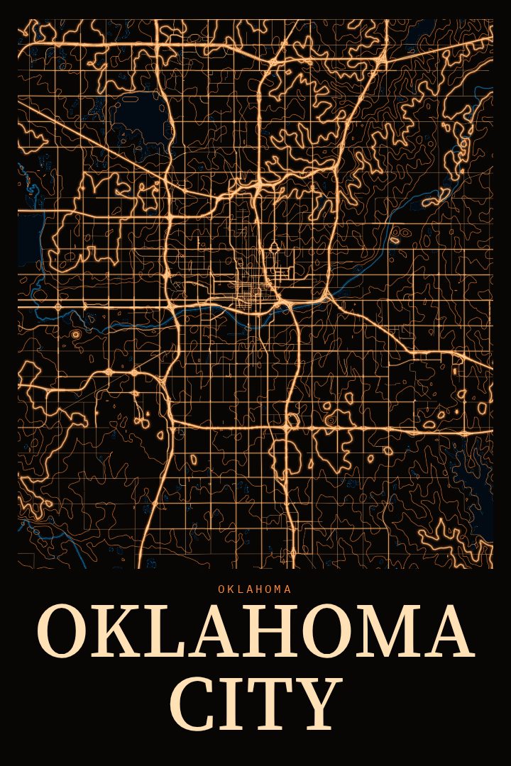 Oklahoma City map poster