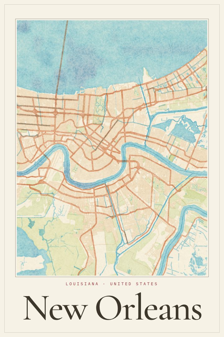 New Orleans map poster