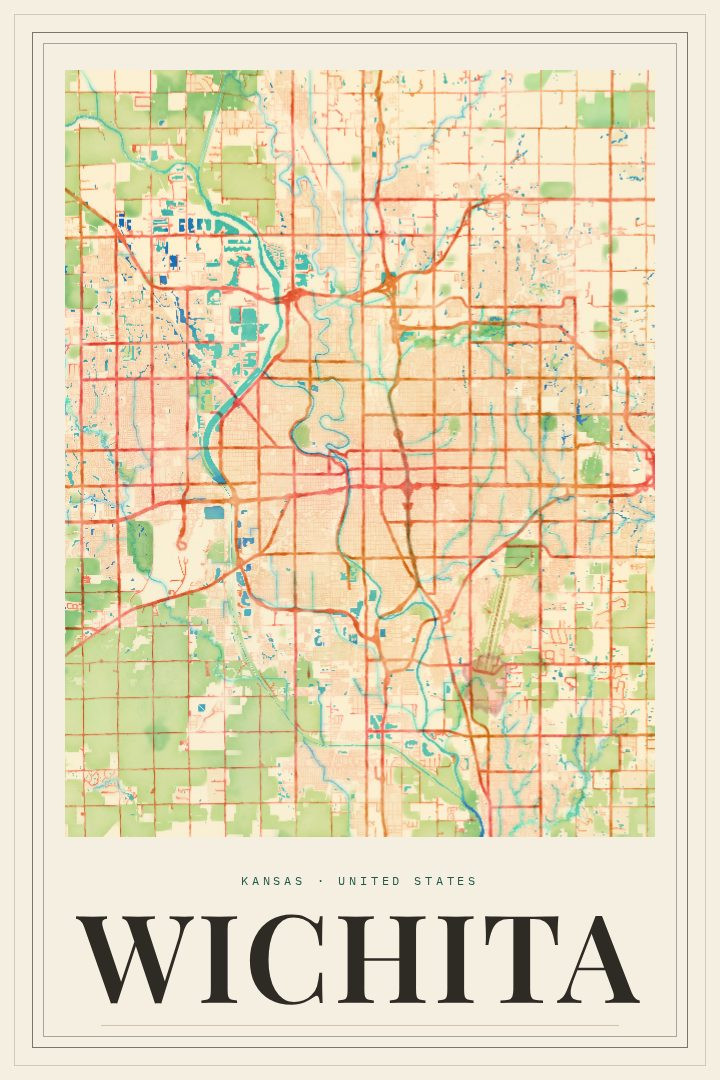Wichita map poster