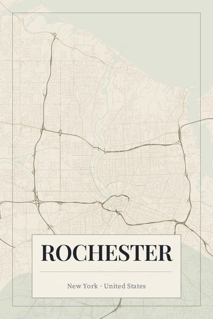 Rochester map poster, Cartouche style