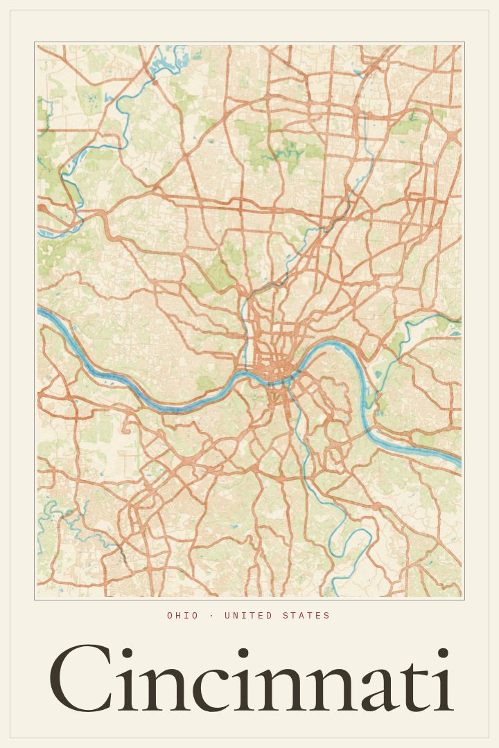 Cincinnati map poster