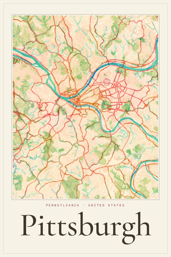 Pittsburgh map poster