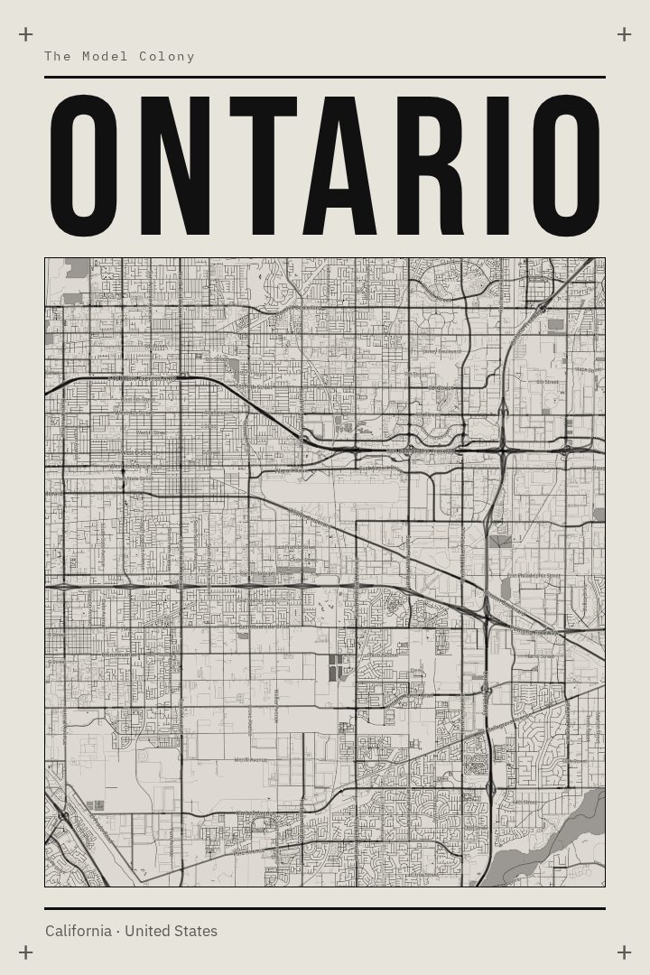 Ontario map poster, Brutalist style