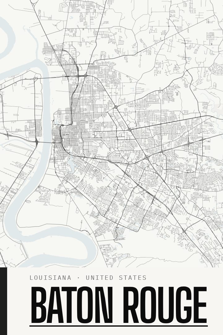 Baton Rouge map poster