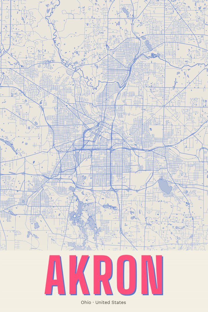 Akron map poster, Overprint style