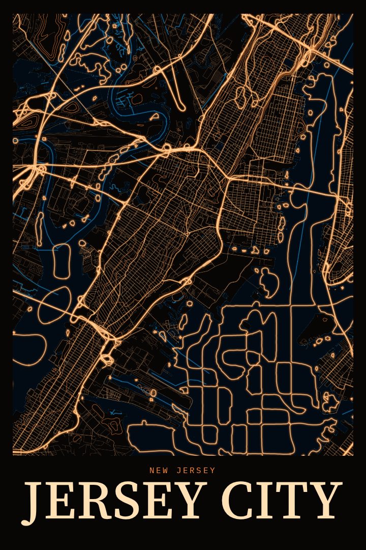 Jersey City map poster