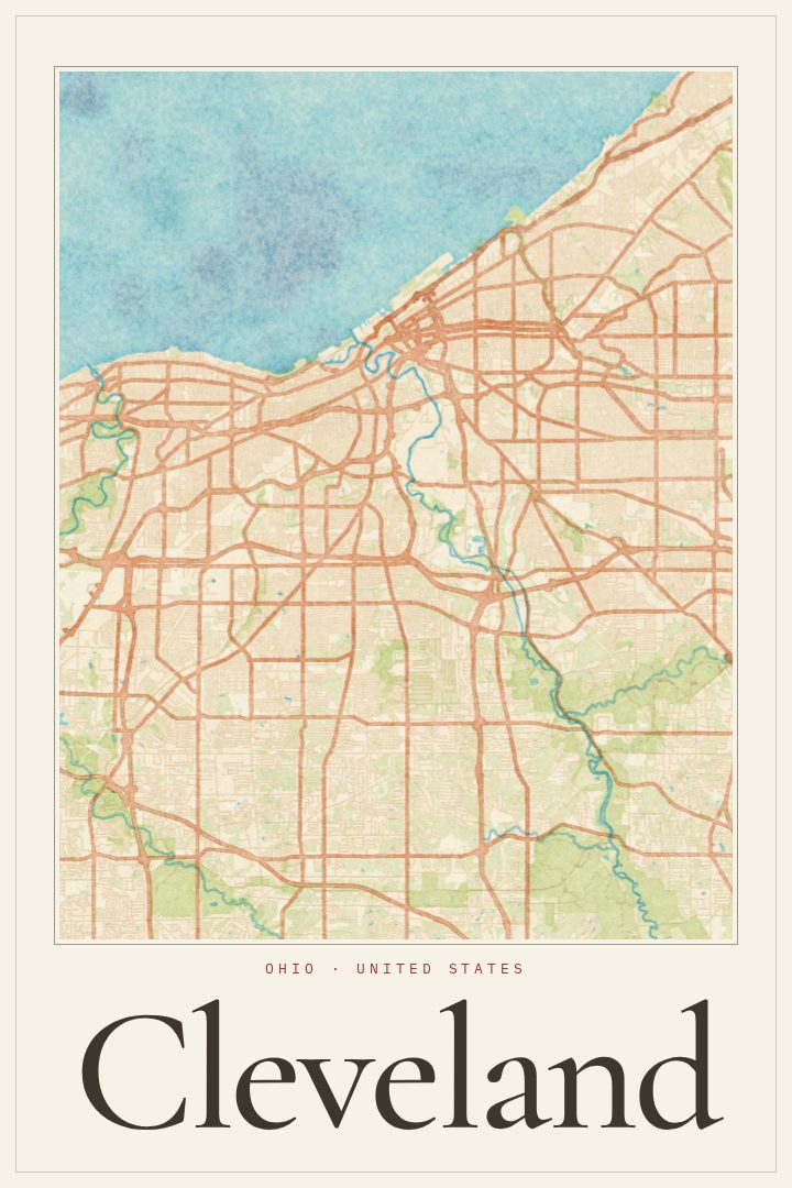 Cleveland map poster