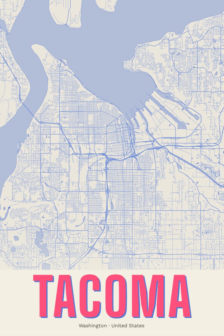 Tacoma map poster, Overprint style