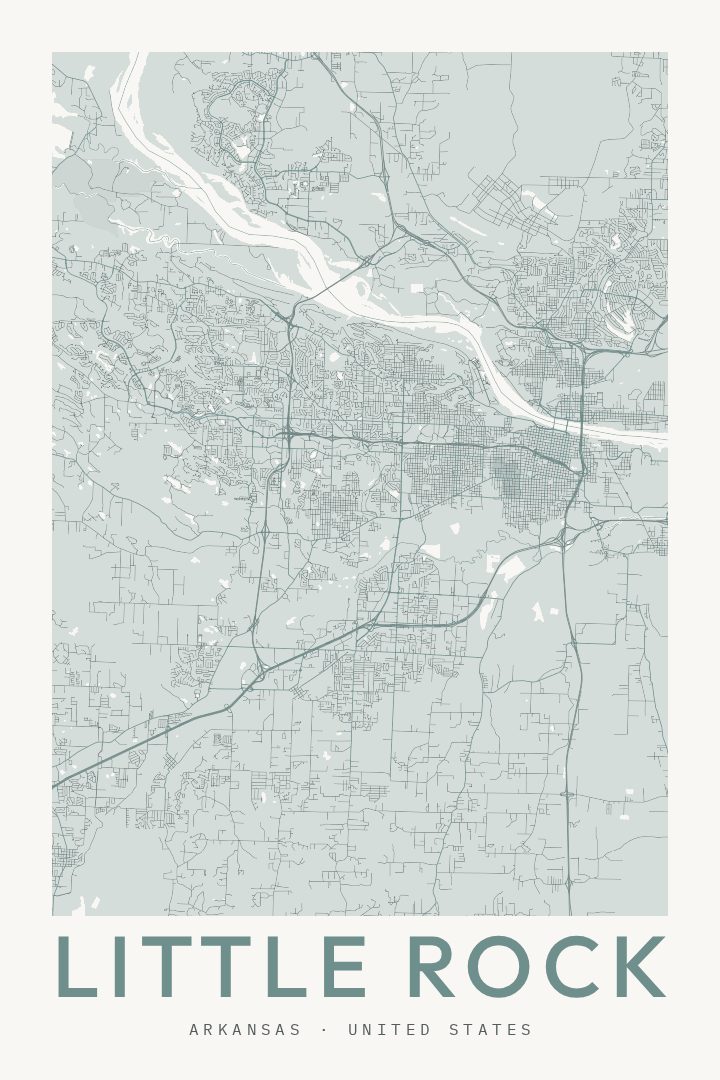 Little Rock city map poster for Arkansas