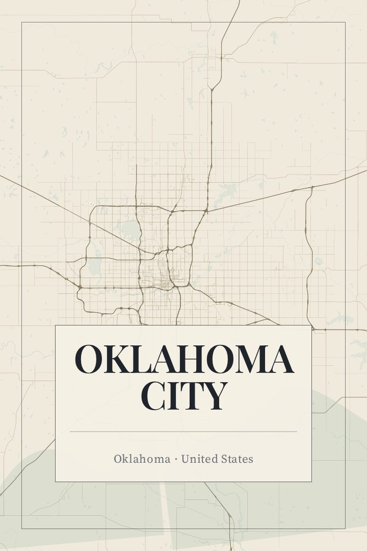 Oklahoma City map poster