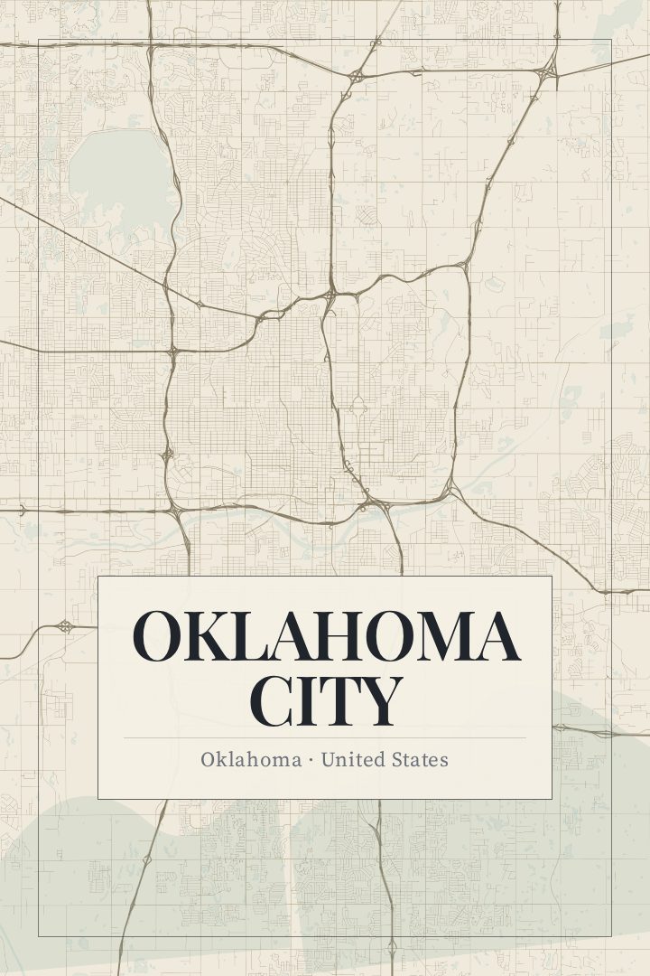 Oklahoma City map poster