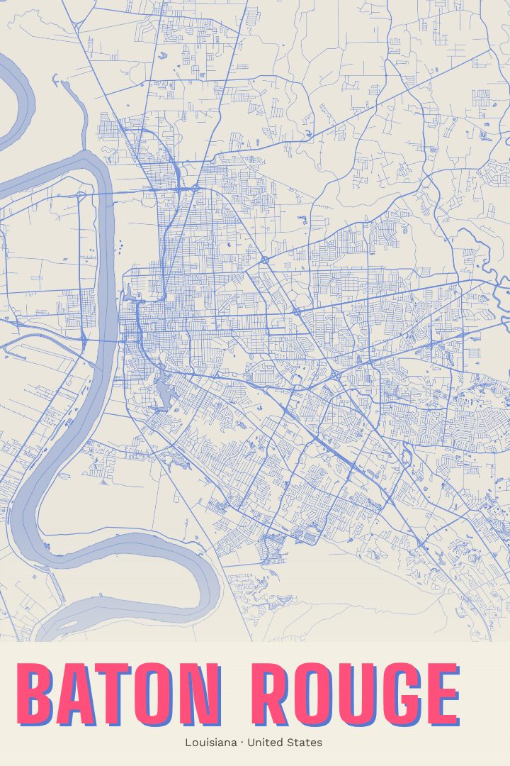 Baton Rouge map poster