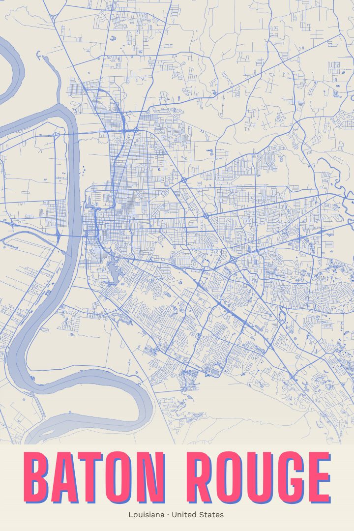 Baton Rouge map poster