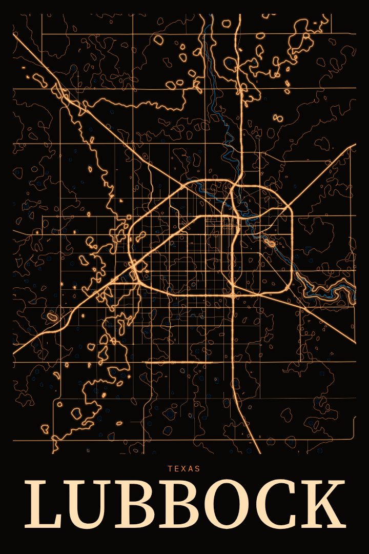 Lubbock map poster