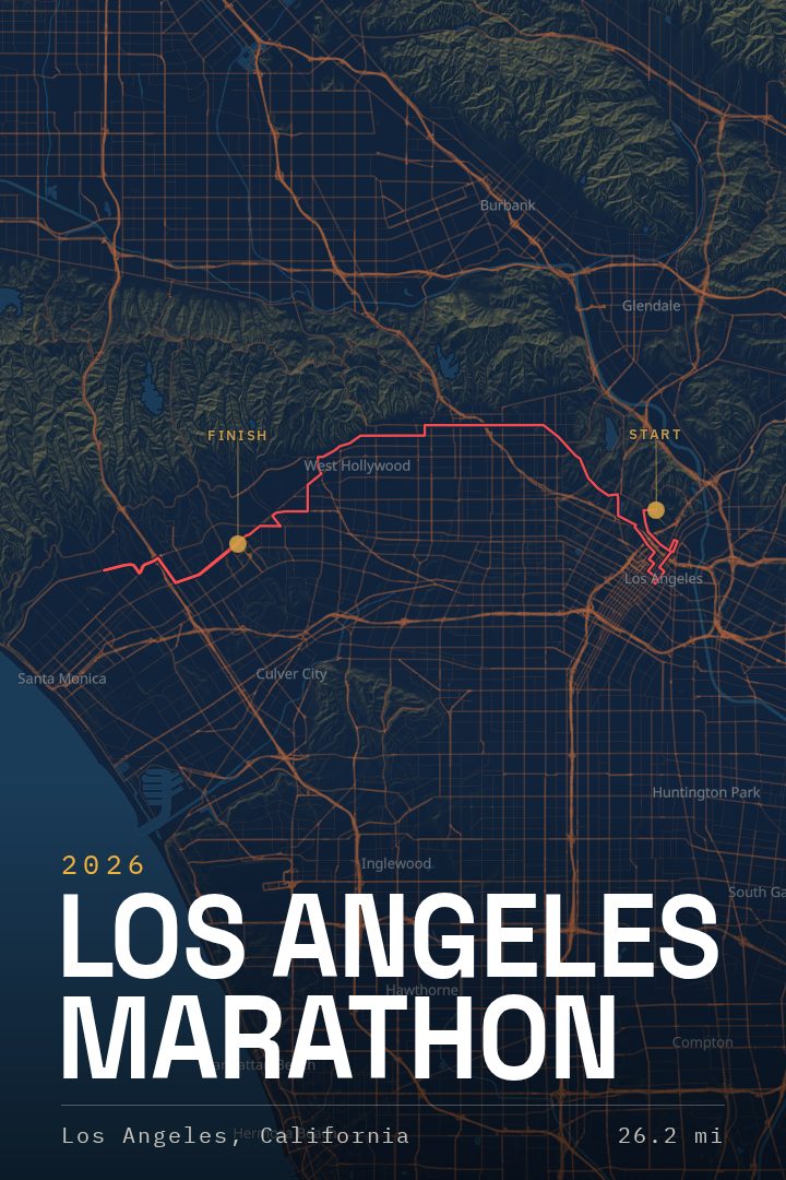 Los Angeles Marathon 2026 map poster