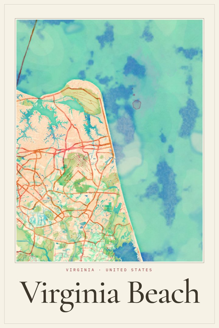 Virginia Beach map poster