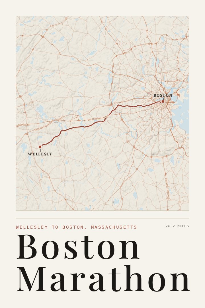 Boston Marathon 2026 map poster